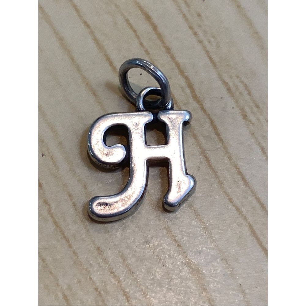 .925 Script Letter H Sterling Silver Jewelry Charm #Alphabet